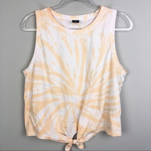 VIBE N’ | Tie Dye Tie Front Tank Top Orange White Pink Blue Women’s Size X-Large - Picture 1 of 8